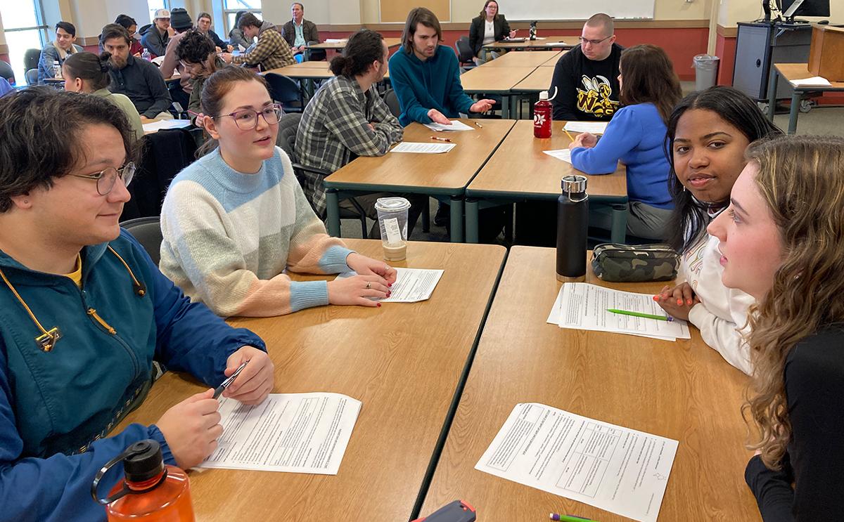 Students in a discussion group