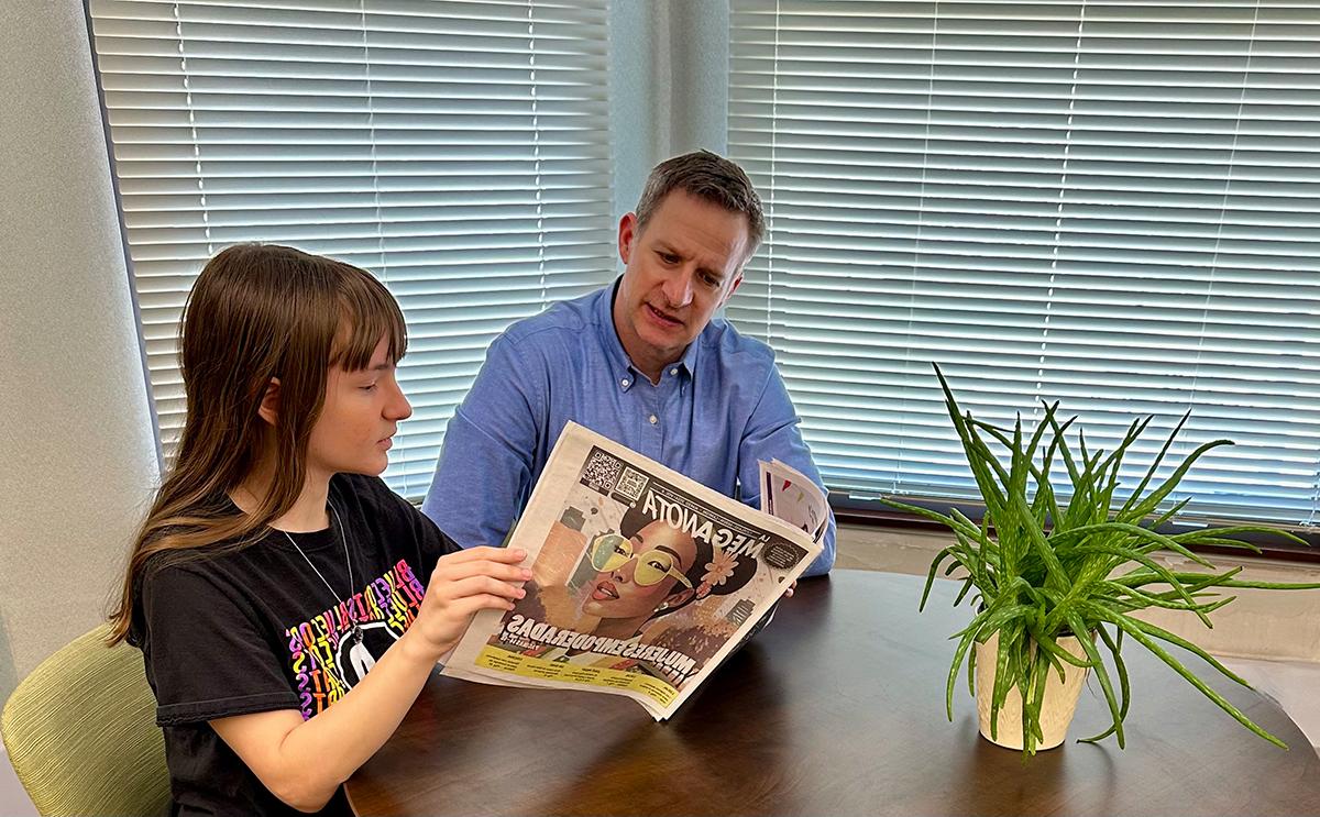 Spanish professor Matt Feinberg and student Mia Vandersommen